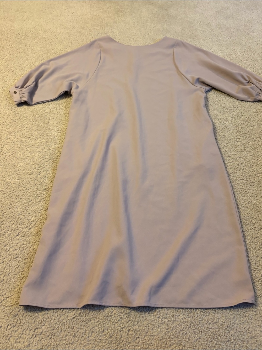 Relaxed Taupe Midi Dress with Button Cuff Sleeves